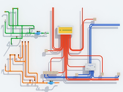 modern water pipe electric pipe water and electricity pipeline 3d model