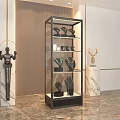 Modern Display Cabinet Shelf With Jewelry Accessories And Marble Decorative Statues
