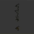 Small Plant And Row Of Five Plants With Curved Branches Green Leaves On Gray Background
