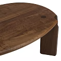 Modern Wooden Coffee Table With Oval Top And Three Solid Wood Legs
