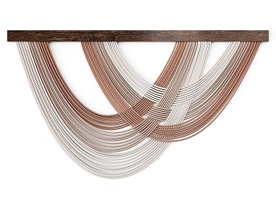 Elegant Modern Chandelier With Wooden Top And Intertwined Copper Silver Metal Wires Design 3d model