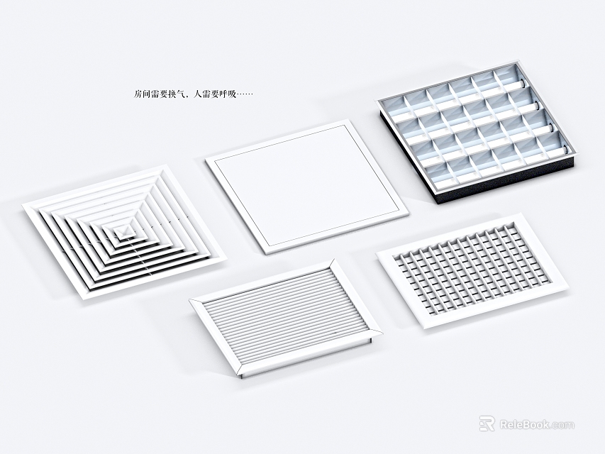 Air Conditioner Vents With Various Modern Grille Designs For Home Interior Use 3d model 