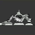 Mechanical Industrial Components With Multiple Silver Metal Structures On Black Base 3d model