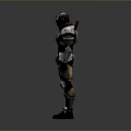 Futuristic Sci Fi Combat Armor 3D Model With Metallic Plates And Helmet