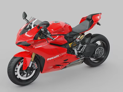Red Ducati Sport Motorcycle Features Sleek Design Black Seat And Stylish Alloy Wheels 3d model