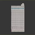 Tall Urban Building With Multiple Windows Red Base And Green Top Edges Design