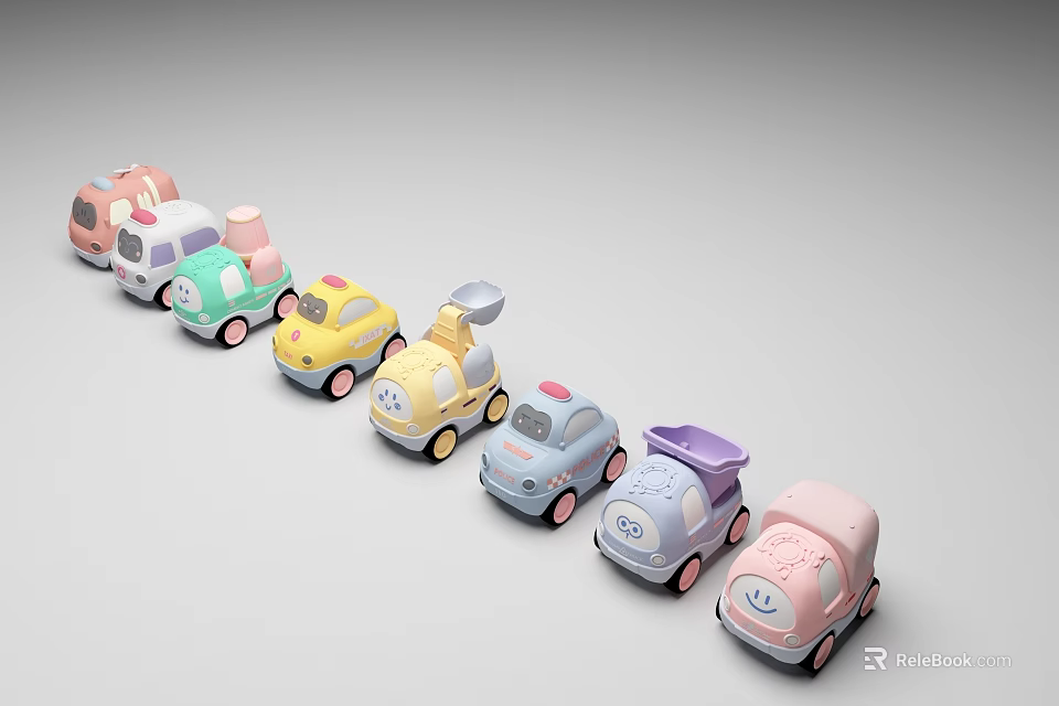 Colorful Electric Toy Cars With Cute Designs For Kids Playtime Fun 3d model 