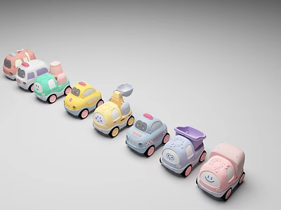 Colorful Electric Toy Cars With Cute Designs For Kids Playtime Fun 3d model