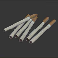 Cigarettes Arranged On Dark Background With White Filters And Brown Tips