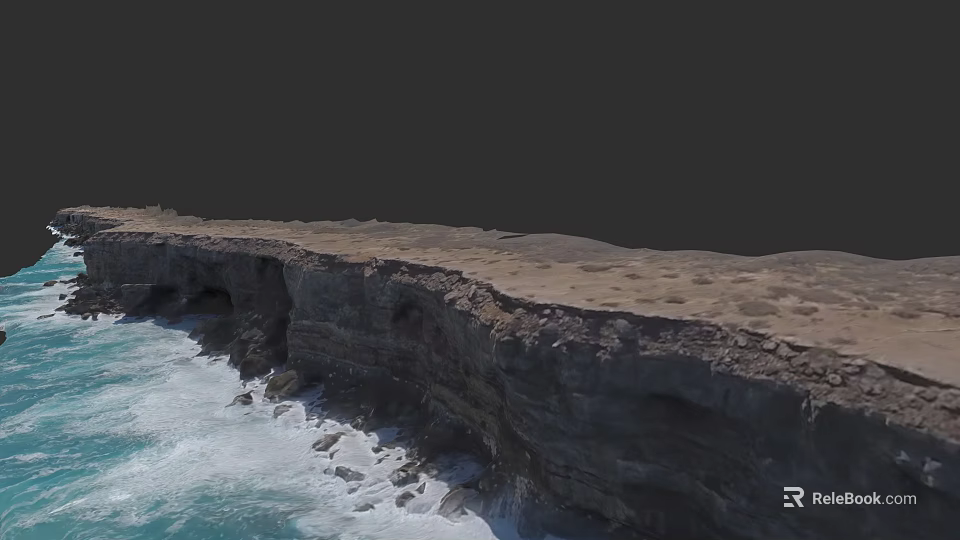 Microtopography Along Rocky Coastal Cliff With Crashing Ocean Waves And Natural Details 3d model 