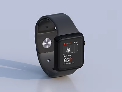 Modern Smartwatch With Black Strap And Square Screen Showing Health Metrics 3d model