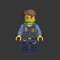 Lego Police Minifigure Featuring Blue Uniform Black Tactical Vest Police Badge And Yellow Hands