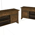 Pair of Wooden TV Cabinets With Drawers And Open Storage Compartments
