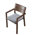Modern Wooden Frame Leisure Chair With Armrest And Gray Cushion