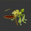 Golden Ant Game Movie Character with Large Red Mouth Serrated Teeth and Yellow Wings