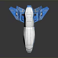 Blue and White Futuristic Spaceship Model With Detailed Structure And Aerodynamic Design