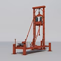 Red Industrial Drilling Equipment With Tall Frame Structure And Control Panel