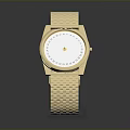 Elegant Golden Mesh Strap Watch With Black Dial On Display Stand