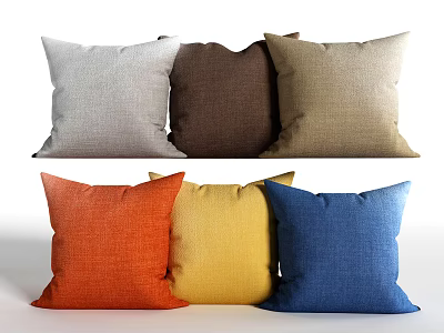 Colorful Decorative Throw Pillows in Assorted Shades of Gray Brown Beige Orange Yellow Blue 3d model