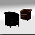 Two Single Sofas in Black and Orange with Modern Stylish Design 3d model