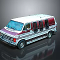 Vintage White and Red Van with Classic Exterior Design and Retro Styling