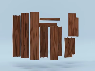 Natural Stone And Wood Decorative Elements With Textured Surfaces And Organic Shapes 3d model