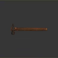 Vintage Craft Hammer With Red Wooden Handle And Metal Head Tool