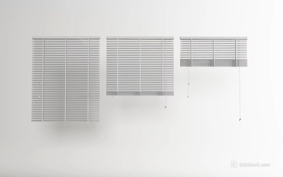 White Venetian Blinds in Three Different Modern Styles for Home Windows 3d model