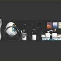 Futuristic Living Room Interior With Round Seats Large Display And Tech Equipment