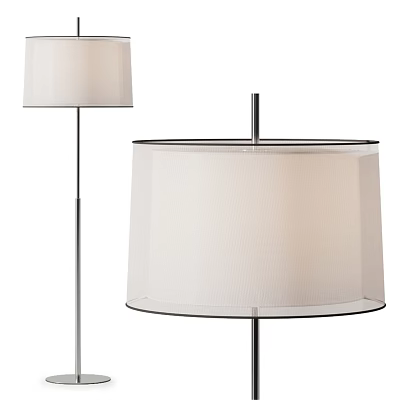 Modern Floor Lamp With White Fabric Shade And Metal Stand Design 3d model