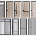 Modern Hinged Doors With Various Designs Glass Inserts And Wooden Panels 3d model
