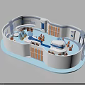Space Station Interior Featuring White Module Blue Floor Equipment Seats And Orange Details
