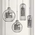Modern Pendant Lights With Transparent Glass Shades And Brass Perforated Metal Details
