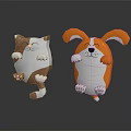 Cute 3D Cartoon Cat And Dog Figurines In Standing Pose With White Bellies