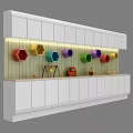 White Storage Shelf Unit Featuring Colorful Hexagonal Compartments Wooden Back Panel And LED Lighting 3d model