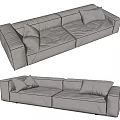 Modern double sofa multiplayer sofa 3d model
