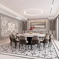 Modern Private Dining Room With Partition And Dining Set 3d model
