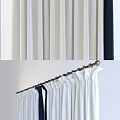 Beige White Curtains With Vertical Dark Stripes Elegant Fabric Drape For Home Interior