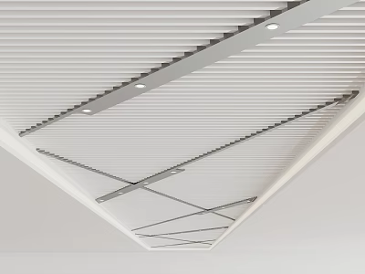 Modern Suspended Ceiling Design With Linear Panels Recessed Lights And Cross Frames 3d model