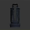Modern Sci Fi Weapon With Black Body Blue Glowing Lines Red Button And Metal Handle