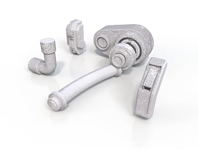 Durable Metal Mechanical Parts Including Lever Connector And Fastener Components 3d model