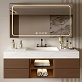 Bathroom Vanity Cabinet with Marble Countertop LED Lighted Mirror Toiletries Drawers and Open Shelf