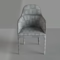 Modern Dining Chair With Light Upholstered Seat Backrest And Black Frame Design 3d model