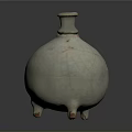 Traditional Celadon Sculpture Carving With Crackle Glaze And Three Feet Base