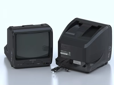 Vintage Black CRT Television with Classic Design and Retro Appearance 3d model