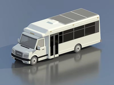 White Modern Bus Exterior Design With Solar Panels And Large Windows 3d model