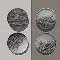 Round Textured Wall Decor in Neutral Tones for Modern Interior Decoration 3d model