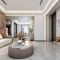 Modern Living Dining Room Interior Design With Sofa Coffee Table And Decorative Painting