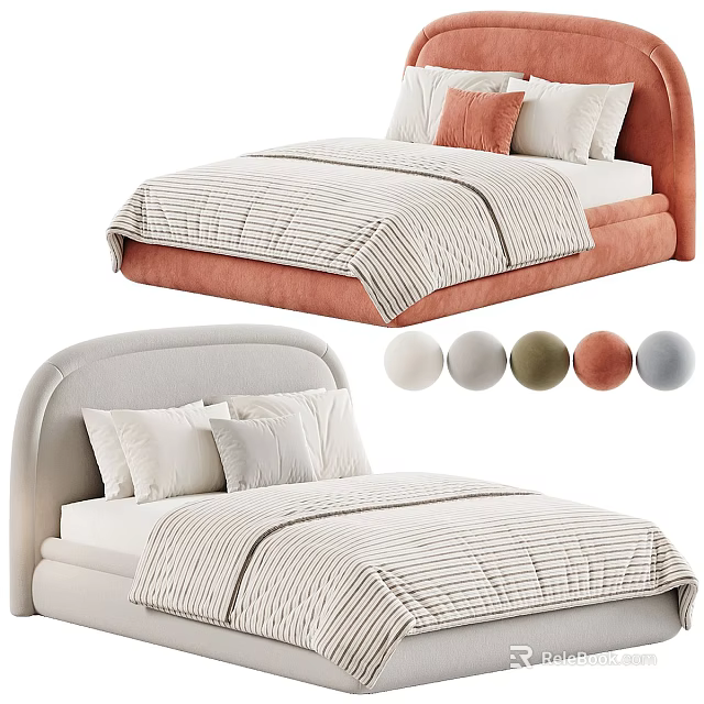 Modern Soft Upholstered Fabric Kids Bed With Multiple Optional Colors And Cozy Matching Bedding Sets 3d model 