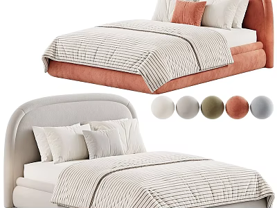 Modern Soft Upholstered Fabric Kids Bed With Multiple Optional Colors And Cozy Matching Bedding Sets 3d model